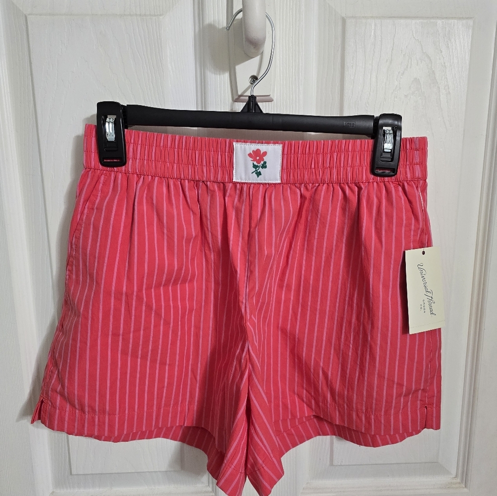 Universal Thread Womens NWT Boxer Shorts Red White Stripes Size XS